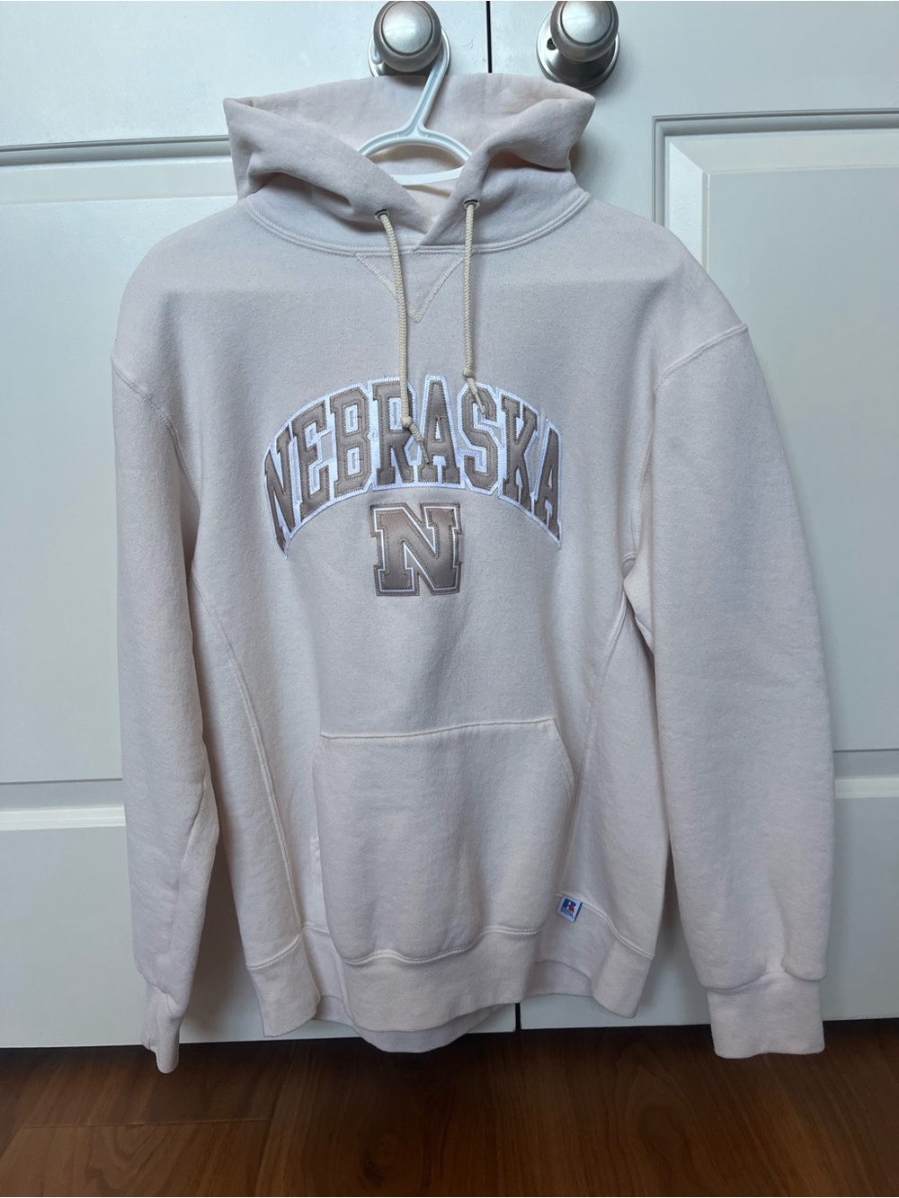 Nebraska Embroidered Logo Hoodie - Light Beige
